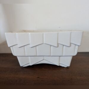 Cookson Pottery Vintage Mid-Century Modern White Shingle Planter CP-2806 USA MCM